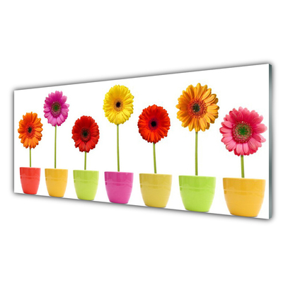 Glass Wall Art Flowers floral orange pink red yellow