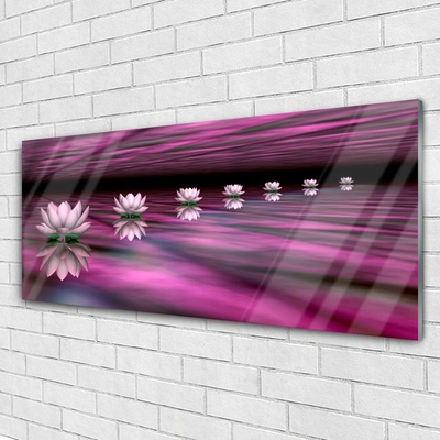 Glass Wall Art Flowers floral pink