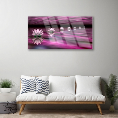 Glass Wall Art Flowers floral pink