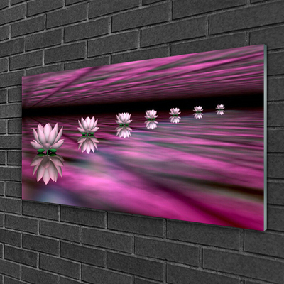 Glass Wall Art Flowers floral pink