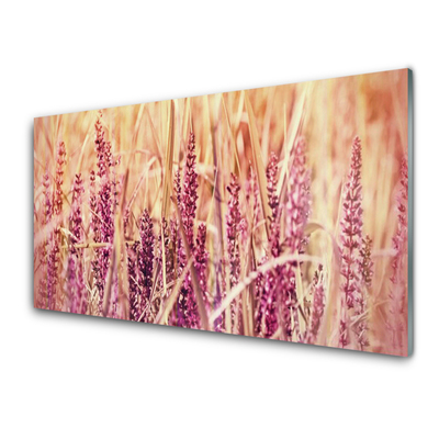 Glass Wall Art Wheat floral brown