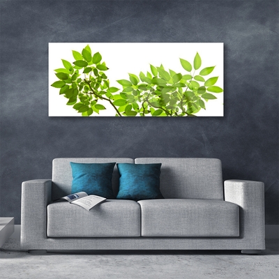 Glass Wall Art Branches leaves floral brown green