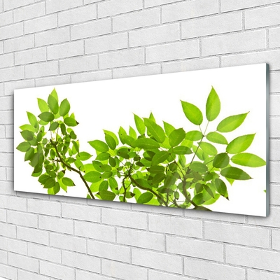 Glass Wall Art Branches leaves floral brown green