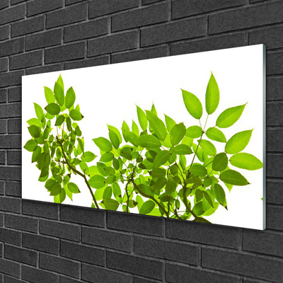 Glass Wall Art Branches leaves floral brown green