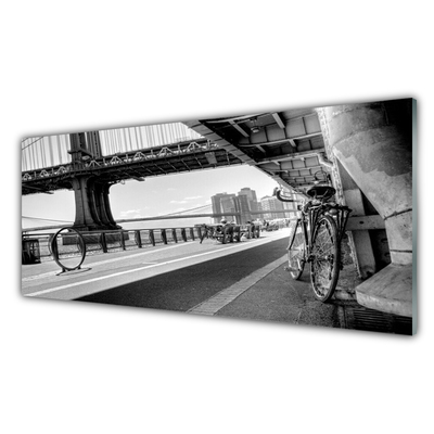 Glass Wall Art Bridge road bike architecture grey