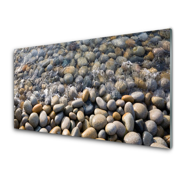 Glass Wall Art Stones art grey yellow