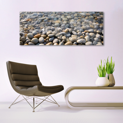 Glass Wall Art Stones art grey yellow