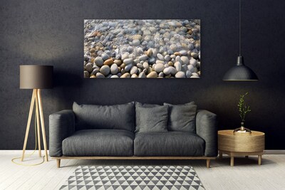 Glass Wall Art Stones art grey yellow