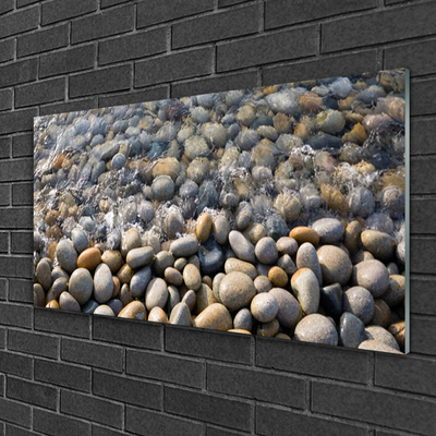 Glass Wall Art Stones art grey yellow