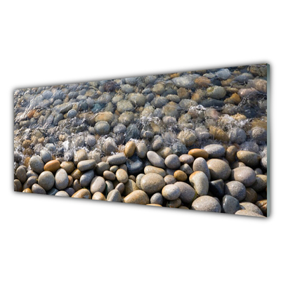 Glass Wall Art Stones art grey yellow