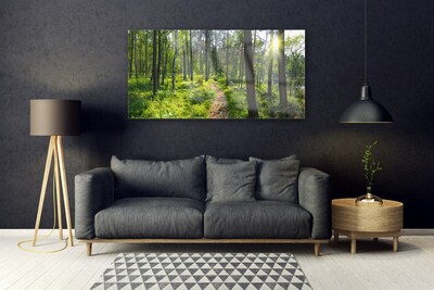 Glass Wall Art Forest nature brown green