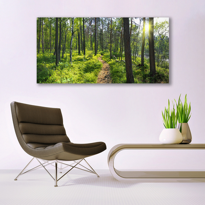 Glass Wall Art Forest nature brown green