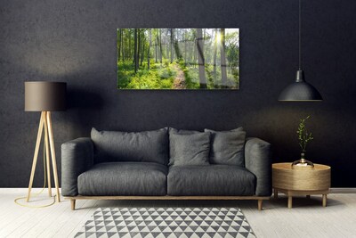 Glass Wall Art Forest nature brown green