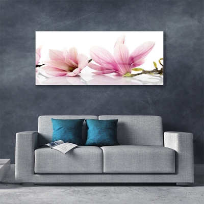 Glass Wall Art Flowers floral pink