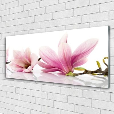 Glass Wall Art Flowers floral pink