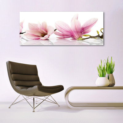 Glass Wall Art Flowers floral pink