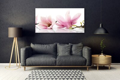 Glass Wall Art Flowers floral pink