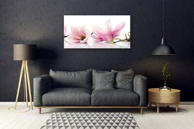 Glass Wall Art Flowers floral pink