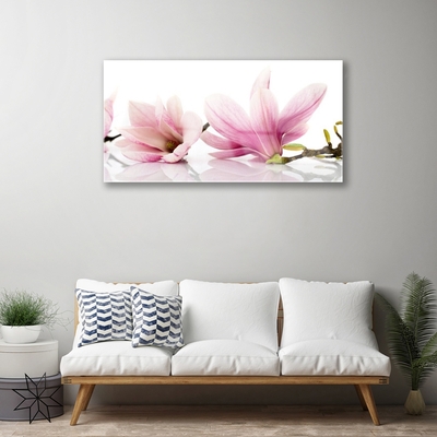 Glass Wall Art Flowers floral pink