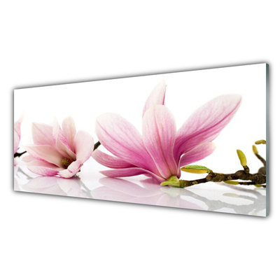 Glass Wall Art Flowers floral pink