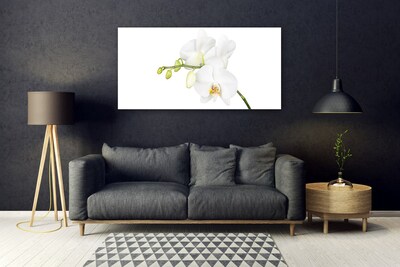 Glass Wall Art Flowers floral white