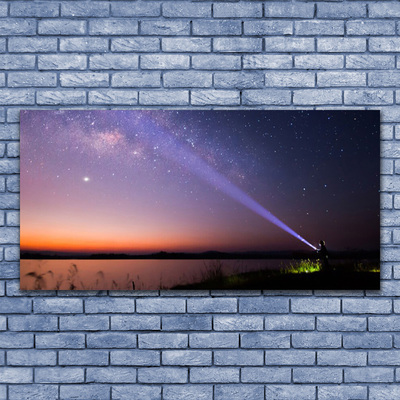 Glass Wall Art Sky sea landscape purple yellow black