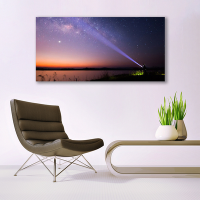 Glass Wall Art Sky sea landscape purple yellow black