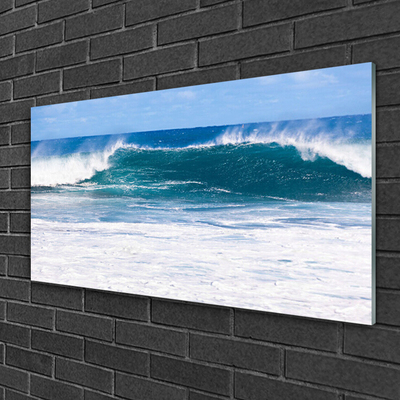 Glass Wall Art Sea landscape blue white