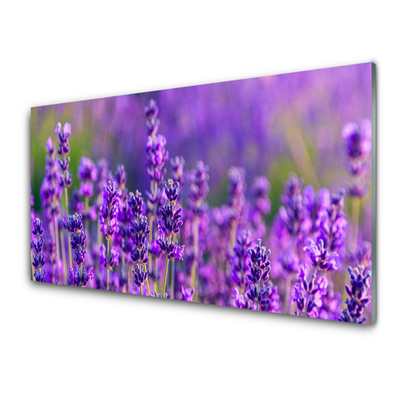 Glass Wall Art Flowers floral purple