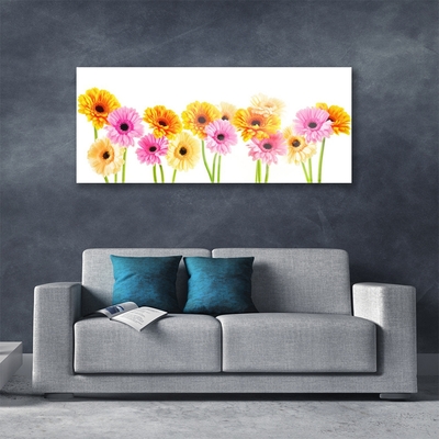 Glass Wall Art Flowers floral yellow pink green