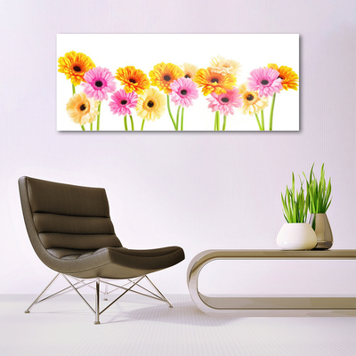 Glass Wall Art Flowers floral yellow pink green