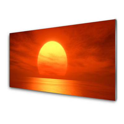 Glass Wall Art Sun landscape yellow