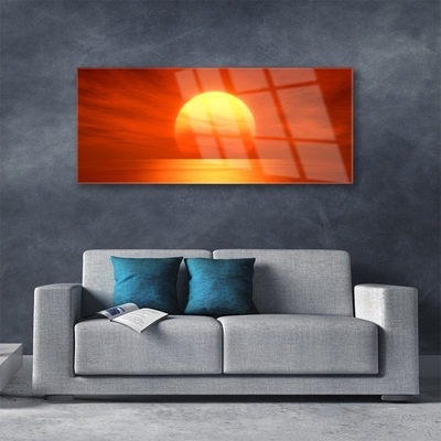 Glass Wall Art Sun landscape yellow