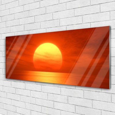 Glass Wall Art Sun landscape yellow