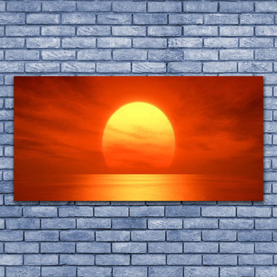 Glass Wall Art Sun landscape yellow