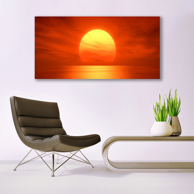 Glass Wall Art Sun landscape yellow