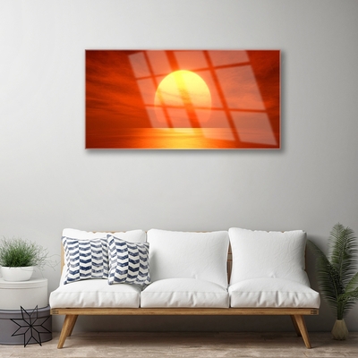 Glass Wall Art Sun landscape yellow