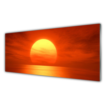 Glass Wall Art Sun landscape yellow