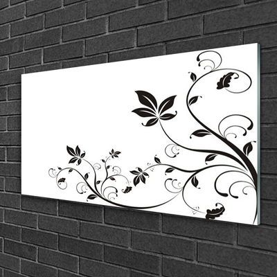 Glass Wall Art Abstract art black white