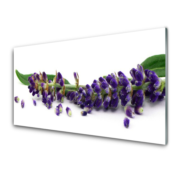 Glass Wall Art Petals floral purple green