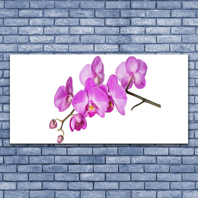 Glass Wall Art Flowers floral pink