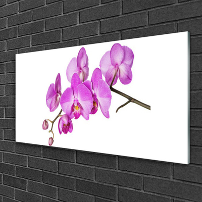 Glass Wall Art Flowers floral pink