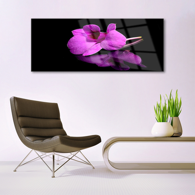 Glass Wall Art Flower floral pink