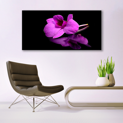 Glass Wall Art Flower floral pink