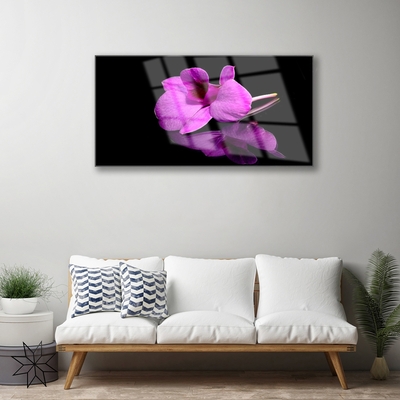 Glass Wall Art Flower floral pink