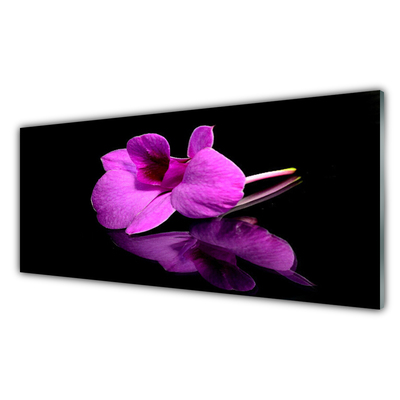 Glass Wall Art Flower floral pink