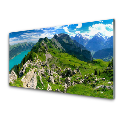 Tulup Glass print Wall art 125x50 Image Picture Country Mountains 