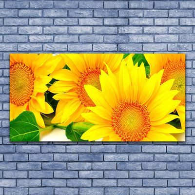 Glass Wall Art Sunflowers floral yellow
