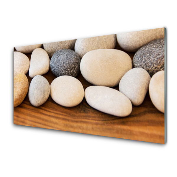 Glass Wall Art Stones art brown grey