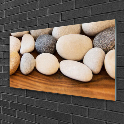 Glass Wall Art Stones art brown grey